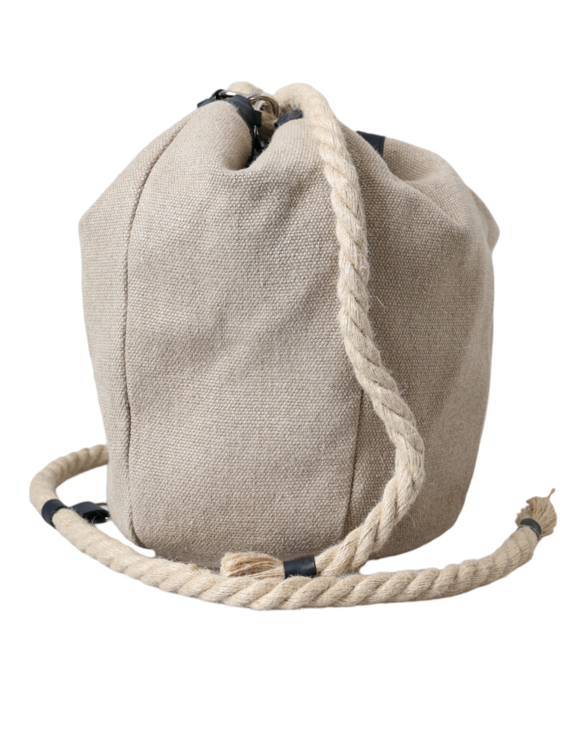 Dolce & Gabbana Beige Canvas Stoff Eimer Sack Beutel Handtasche Tasche